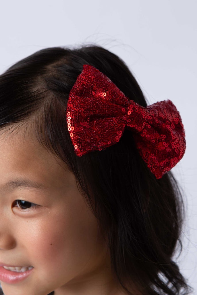 Sequin-Bow Hairpin Red Accessories